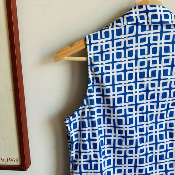 Vintage Julie Brown Mod Blue & White Sleeveless‎ Dress – Size 4 – 60s Style - Picture 11 of 12